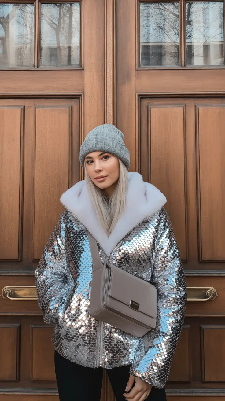fashion outfits for women 2026 Metallic Sparkle Meets Urban Cool