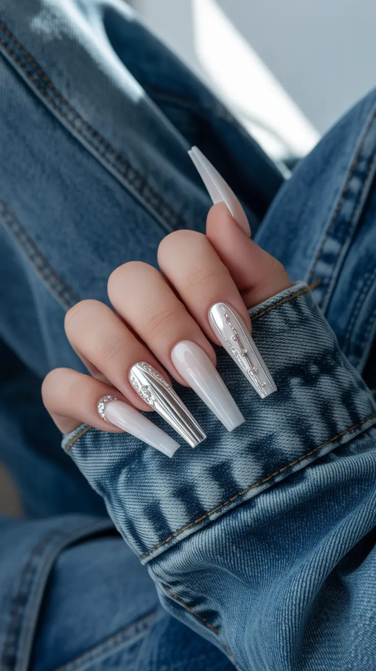 Festive Nail Designs Christmas 2025 Winter Chrome Illusion
