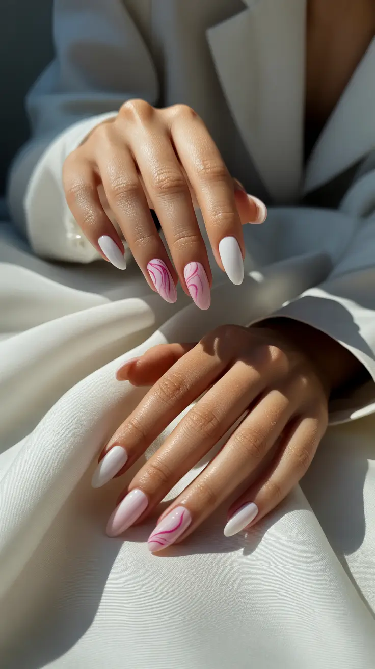 Festive Nail Designs Christmas 2025 Soft Pink Marble Elegance