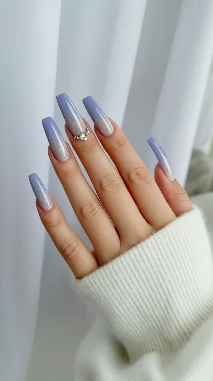 Festive Nail Designs Christmas 2025 Lavender Frost Shimmer
