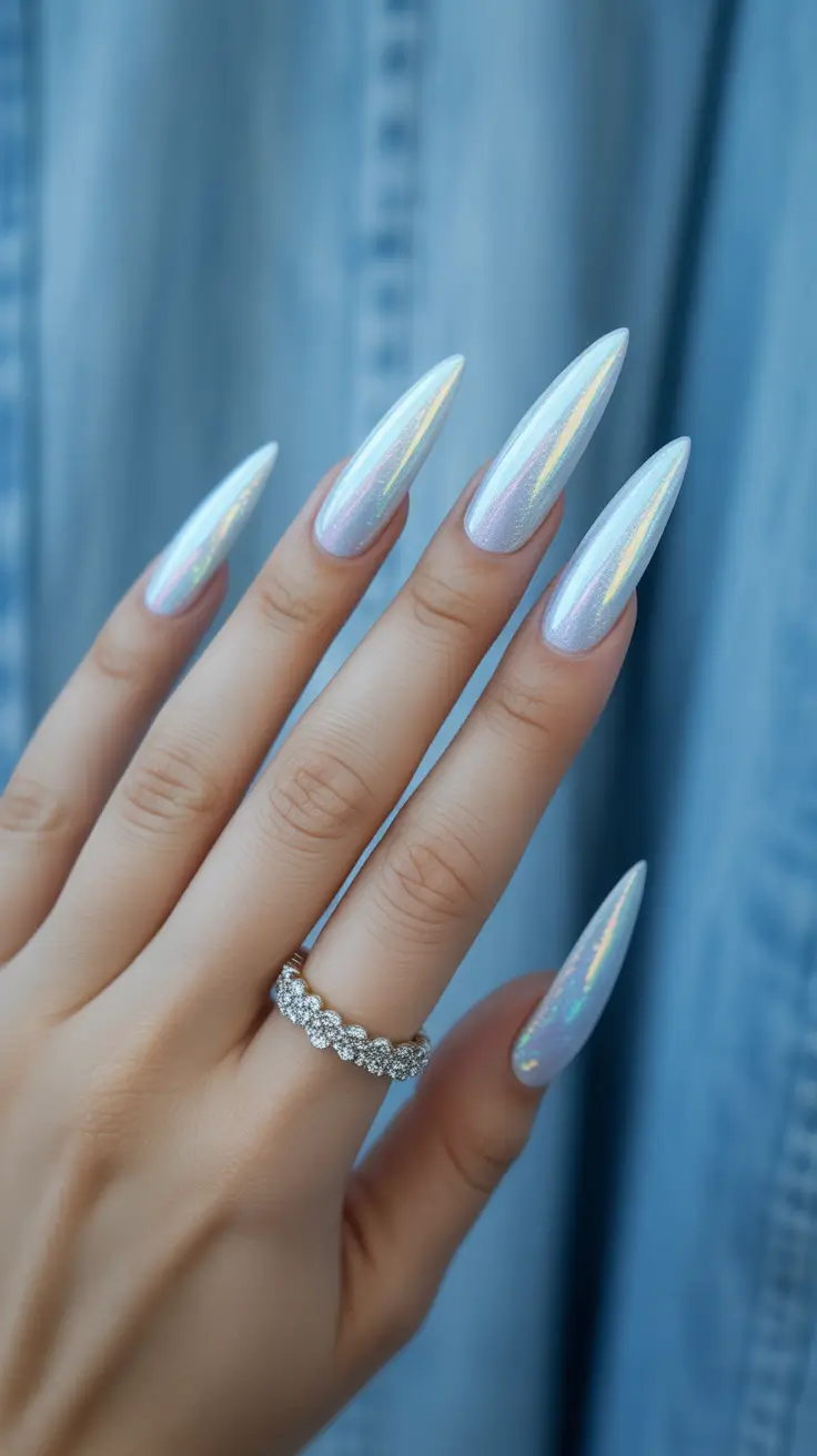 Festive Nail Designs Christmas 2025 Chrome Ice Queen