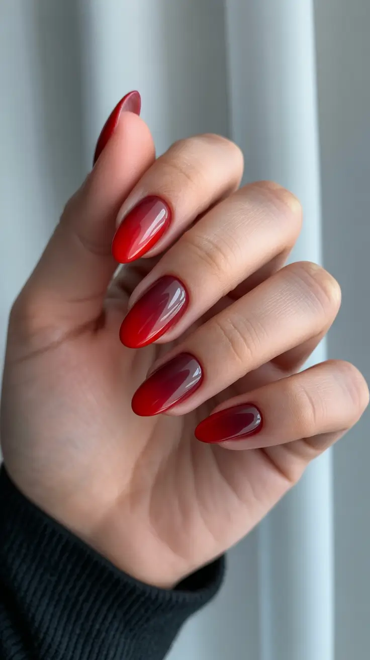 Festive Nail Designs Christmas 2025 Velvet Cherry Ombre