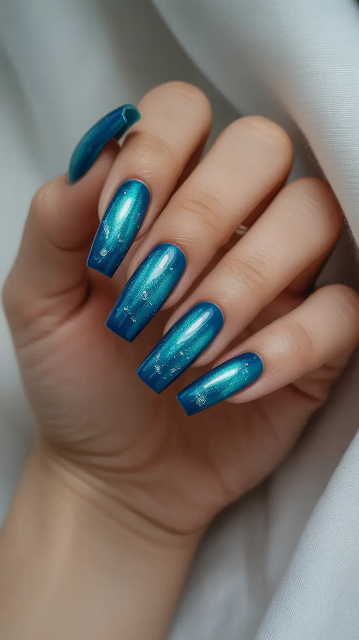 Festive Nail Designs Christmas 2025 Oceanic Midnight Shine
