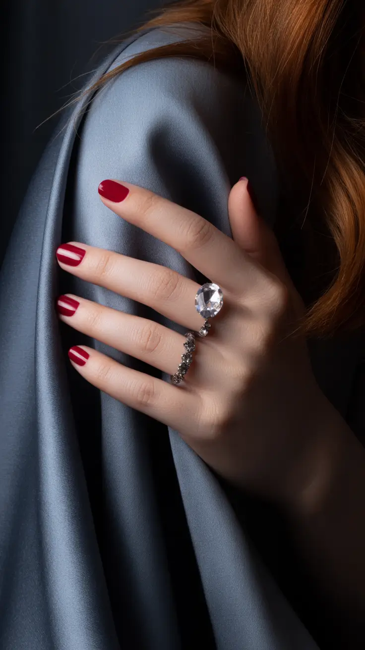 Fresh Winter Nail Designs and Colors 2025-2026 Crimson Winter Luxe