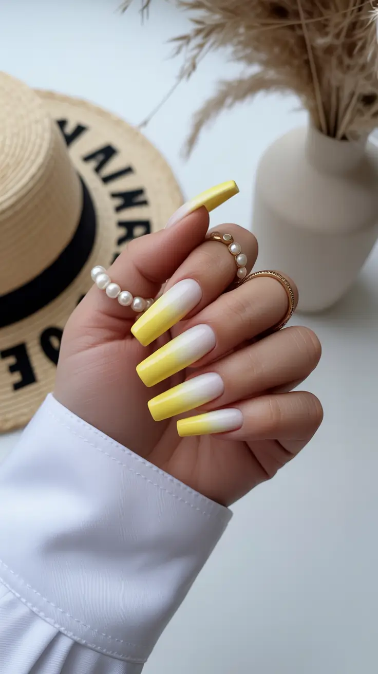 Fresh Winter Nail Designs and Colors 2025-2026 Golden Sunrise Ombre