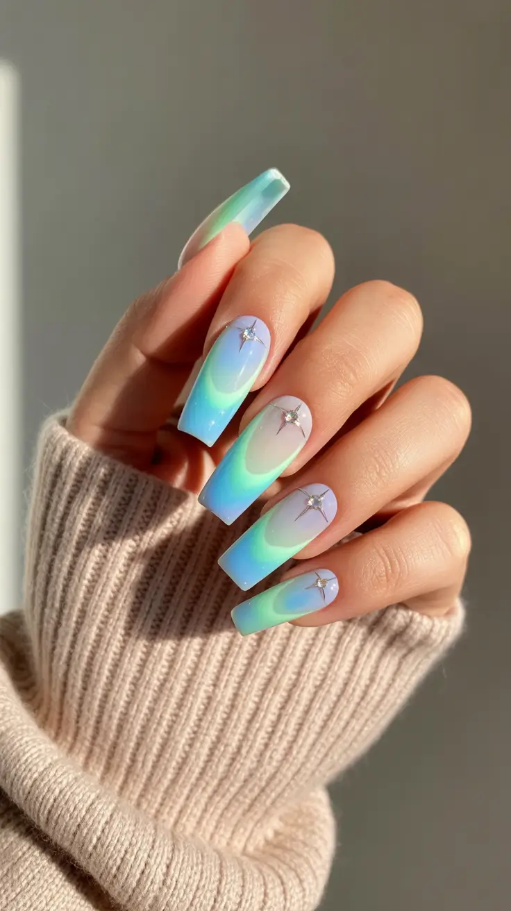 Fresh Winter Nail Designs and Colors 2025-2026 Northern Lights Aura