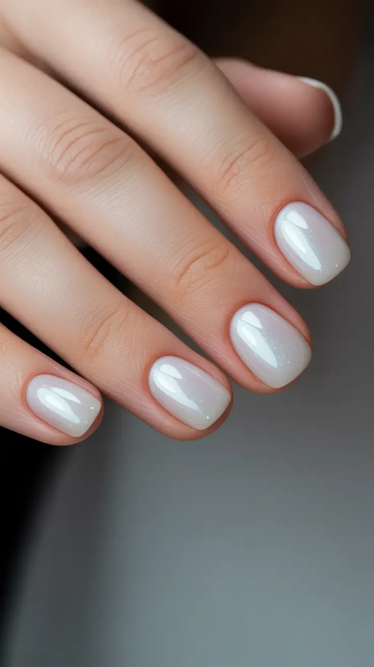 Fresh Winter Nail Designs and Colors 2025-2026 Snow Pearl Sheen