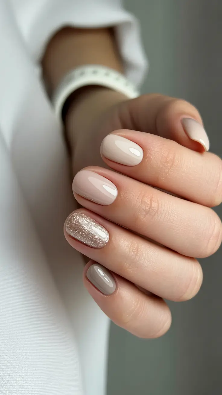 Fresh Winter Nail Designs and Colors 2025-2026 Champagne Beige Elegance