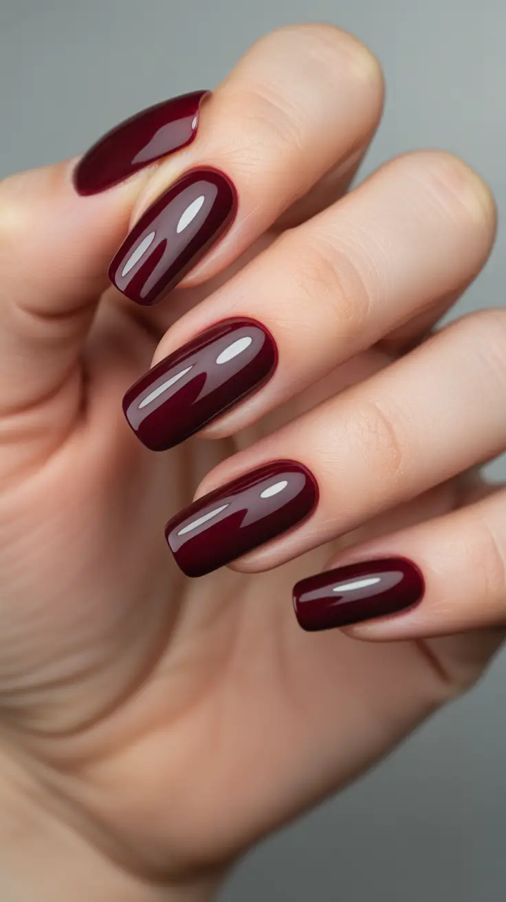 Fresh Winter Nail Designs and Colors 2025-2026 Merlot Velvet Finish