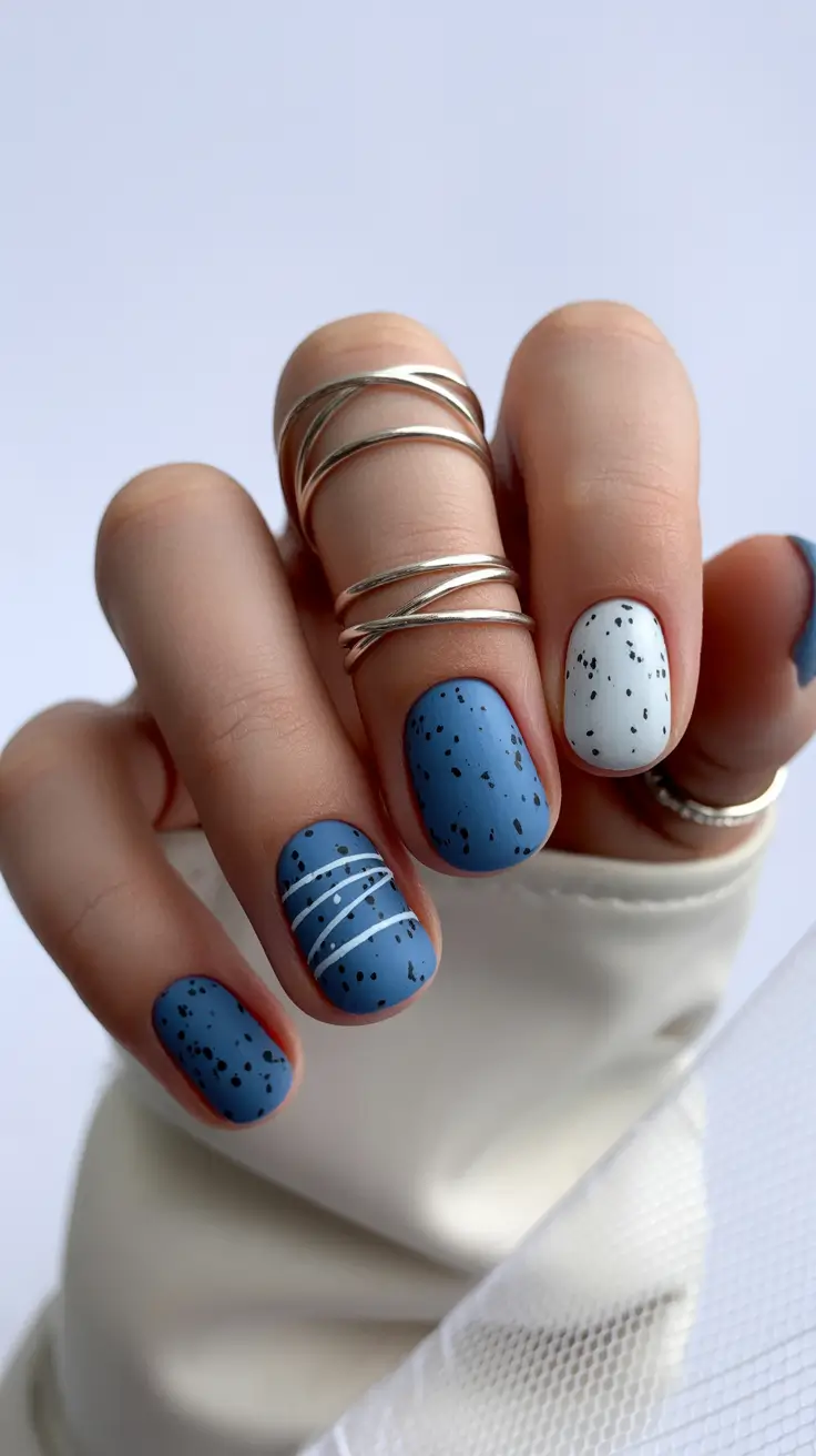 Fresh Winter Nail Designs and Colors 2025-2026 Matte Arctic Speckle