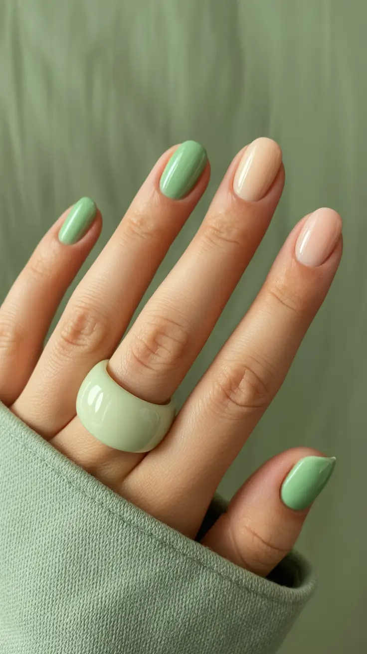 Fresh Winter Nail Designs and Colors 2025-2026 Mint Cream Duo