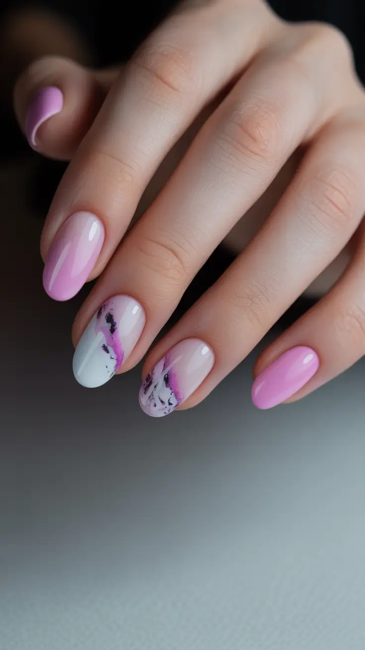 Fresh Winter Nail Designs and Colors 2025-2026 Frosted Sakura Fade
