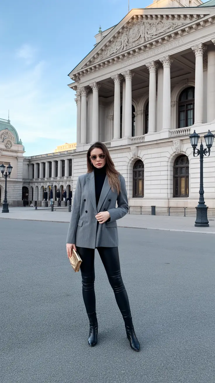 holiday outfits for women 2026 City Sleek in Grey and Gold