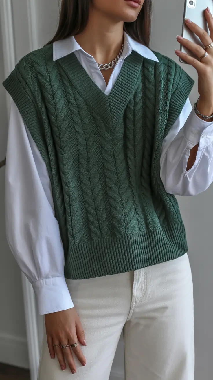 holiday outfits for women 2026 Cozy Layers with a Preppy Twist