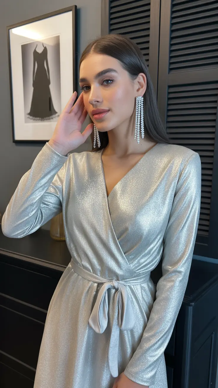 holiday outfits for women 2026 Silver Satin and Soft Glamour