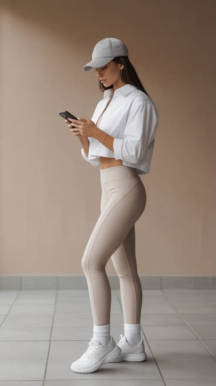 legging outfits ideas 2026 Minimalist Cream Edit