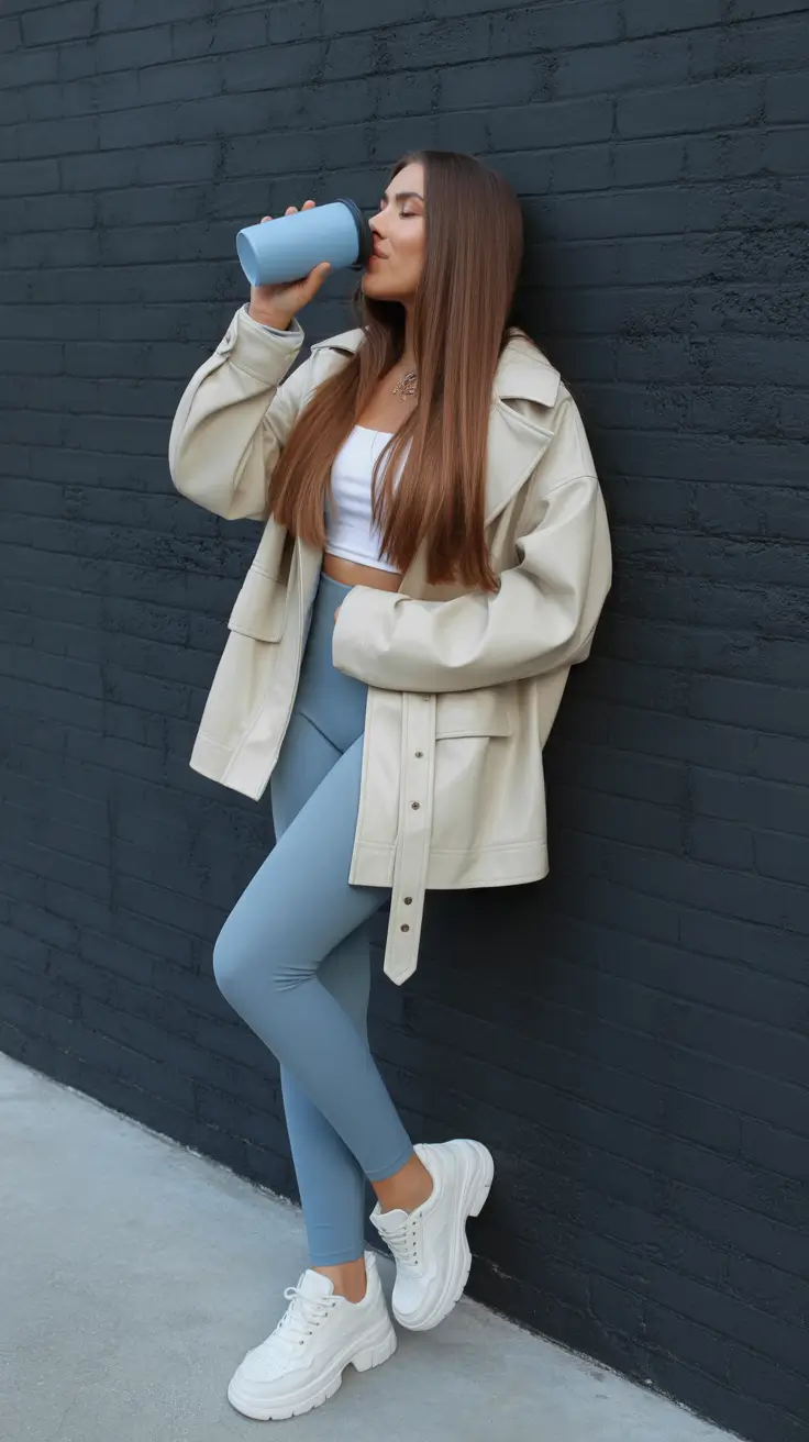 legging outfits ideas 2026 Powder Blue Ease