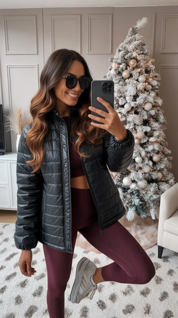 legging outfits ideas 2026 Winter Gloss Glam
