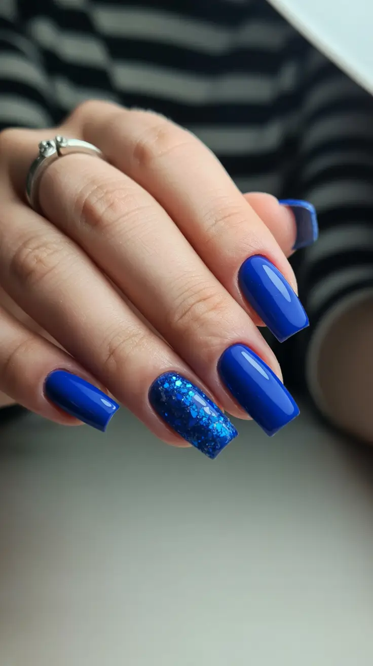 Modern Blue Nails Christmas 2025 Royal Midnight Sparkle