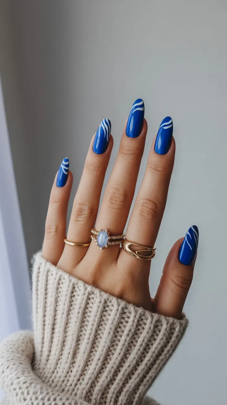 Modern Blue Nails Christmas 2025 Blue Stream Elegance