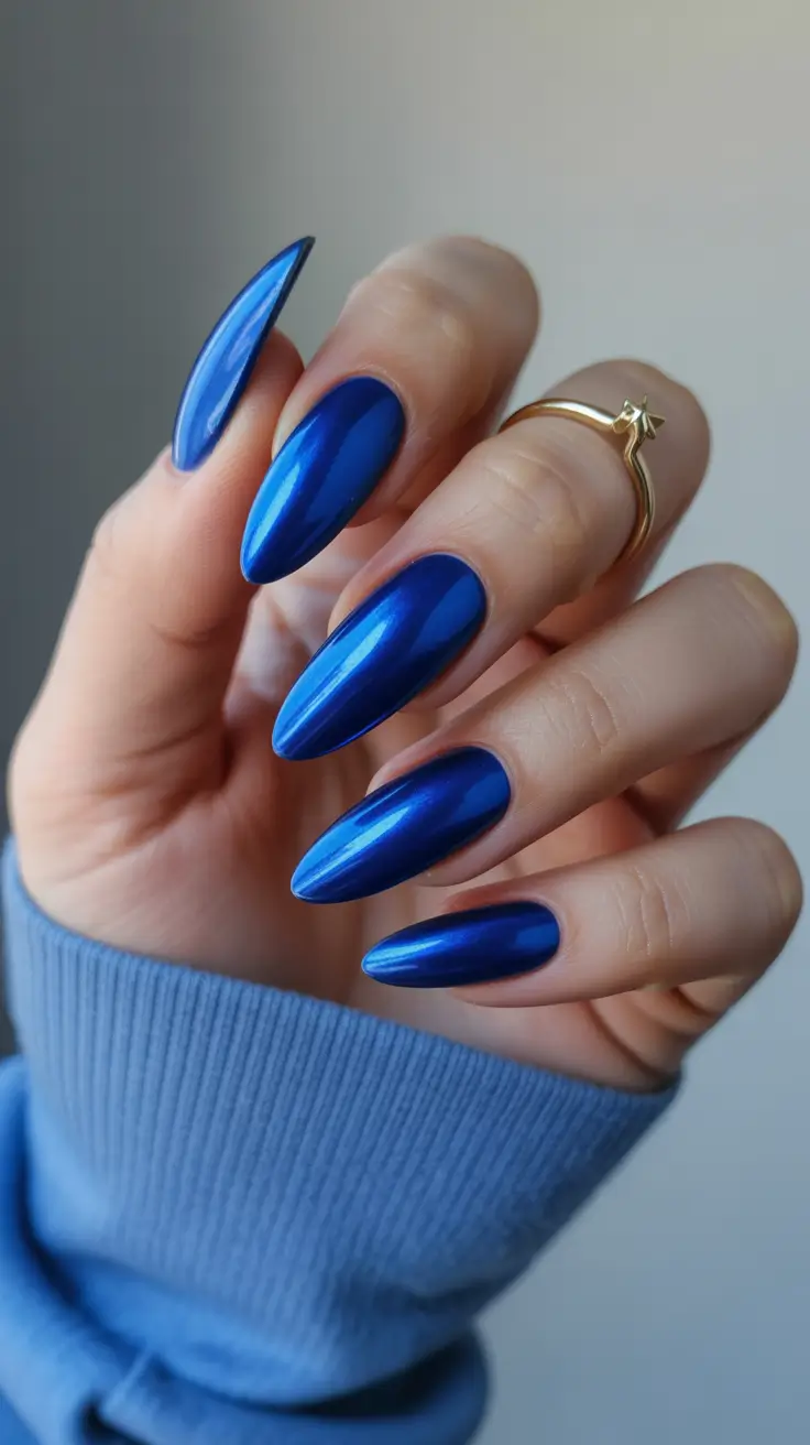 Modern Blue Nails Christmas 2025 Midnight Chrome Ice