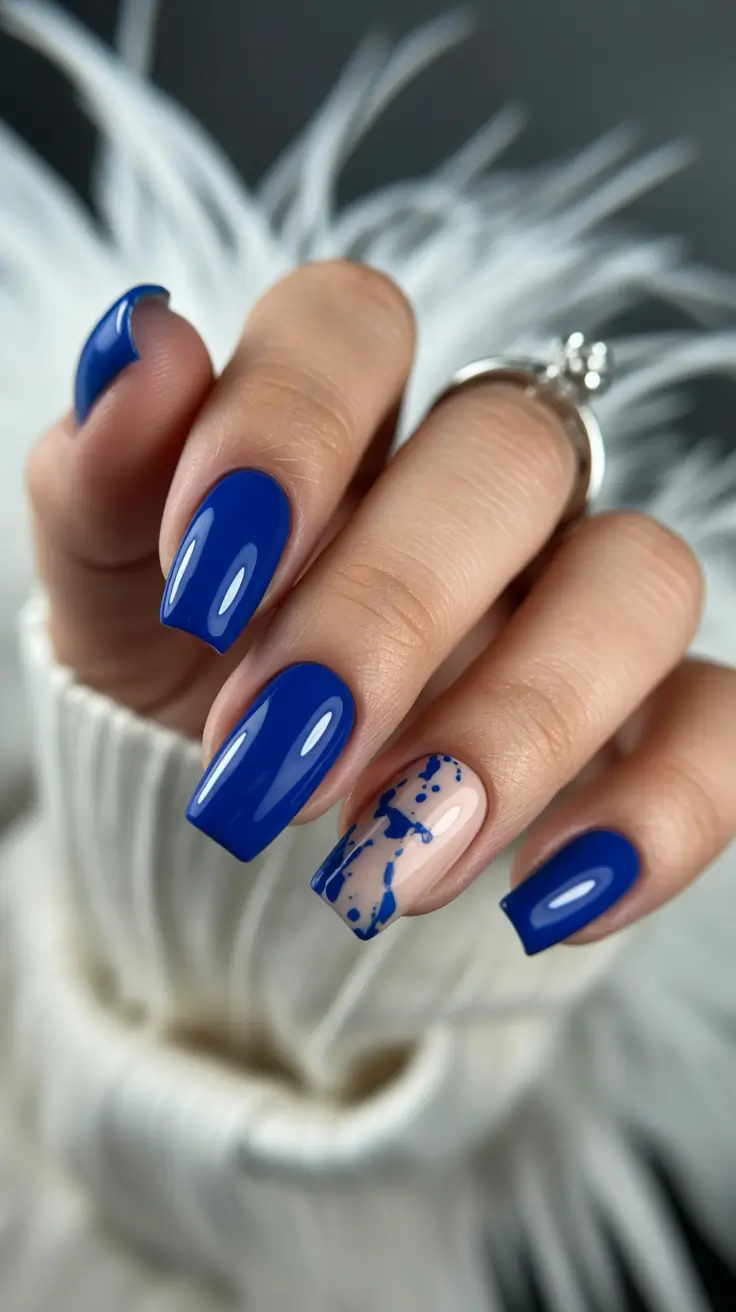 Modern Blue Nails Christmas 2025 Blue Ink Frost