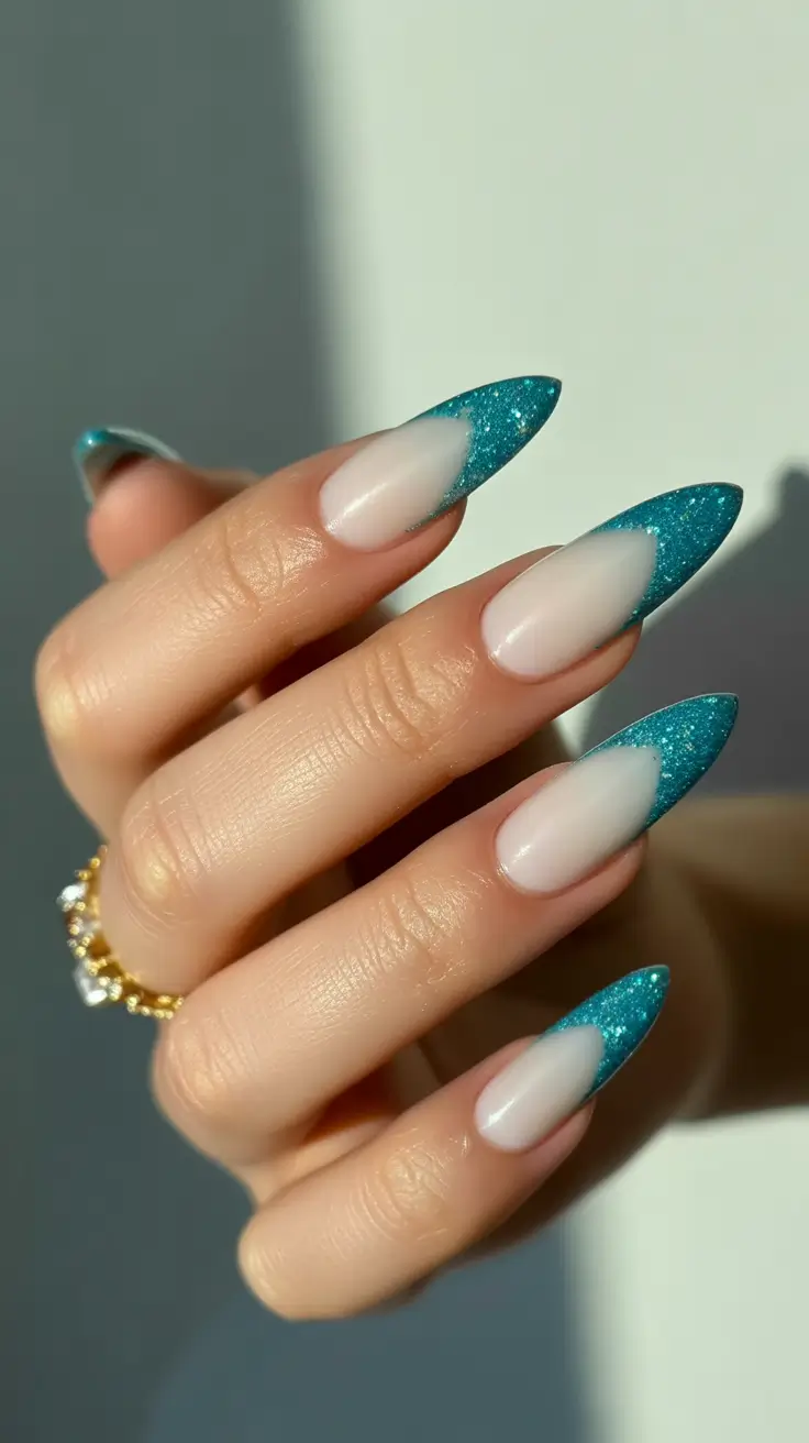 Modern Blue Nails Christmas 2025 Glacial Glow Tips