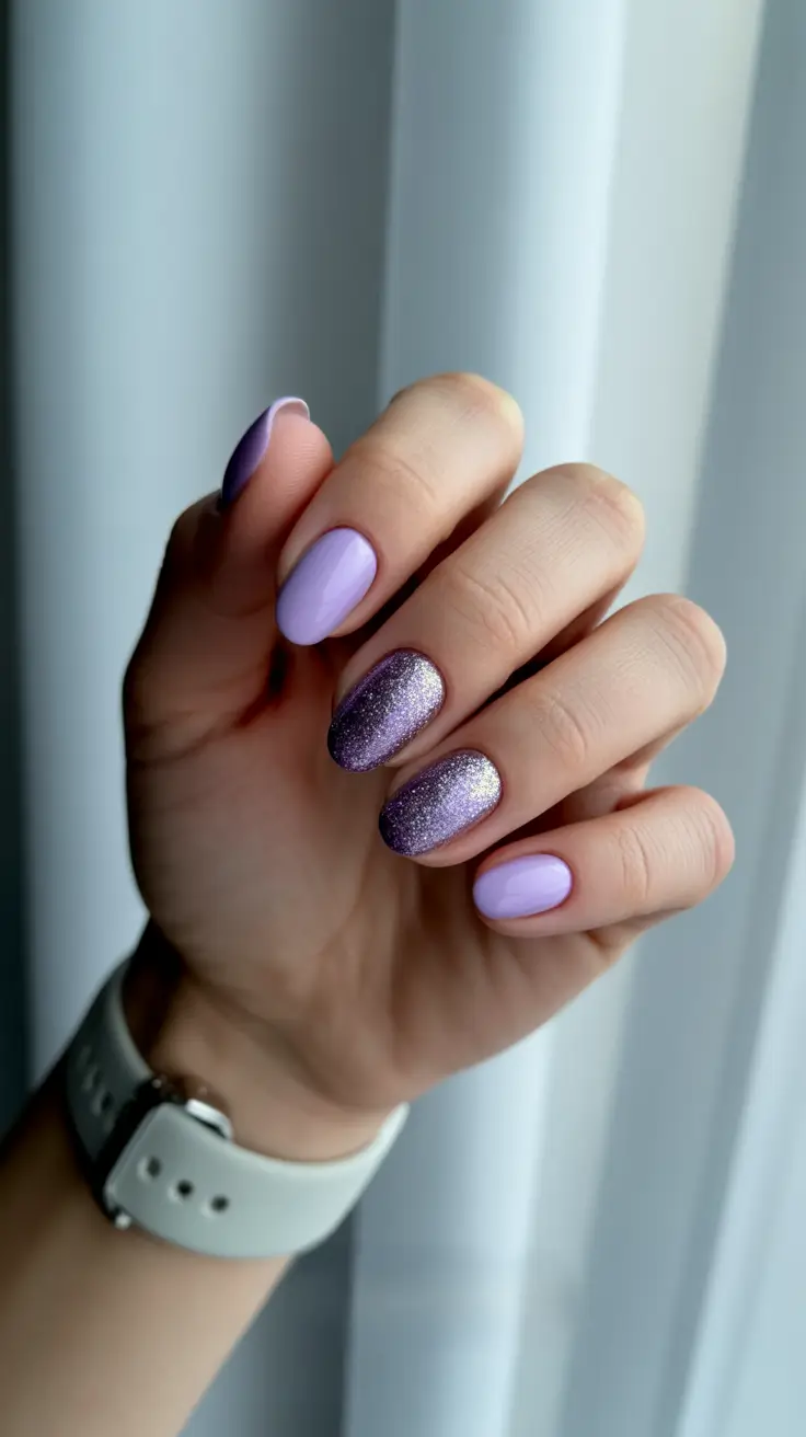 Modern Christmas Nail Colors Shades 2025 Lavender Frost Glow