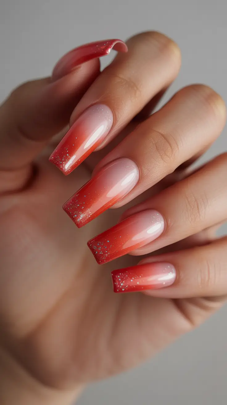 Modern Christmas Nail Colors Shades 2025 Crimson Sugar Fade