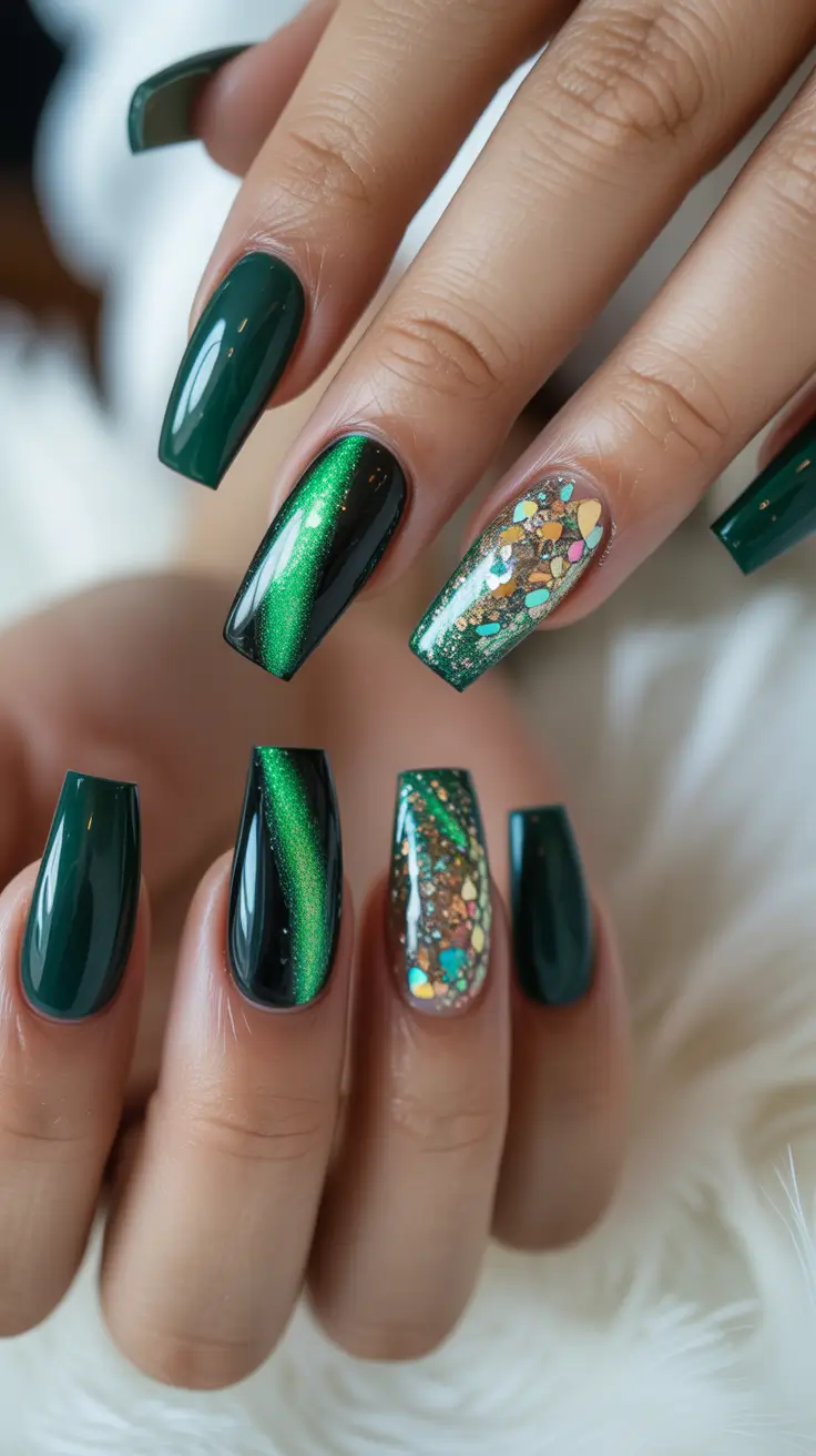 Modern Christmas Nail Colors Shades 2025 Emerald Luxe Dimension