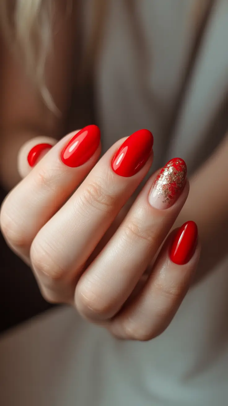 Modern Christmas Nail Colors Shades 2025 Classic Red & Gold Bloom