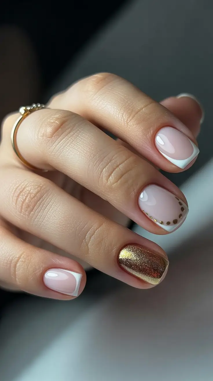 Modern Christmas Nail Colors Shades 2025 Golden French Luxe