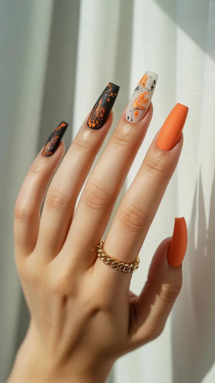 Modern Christmas Nail Colors Shades 2025 Spiced Orange Elegance