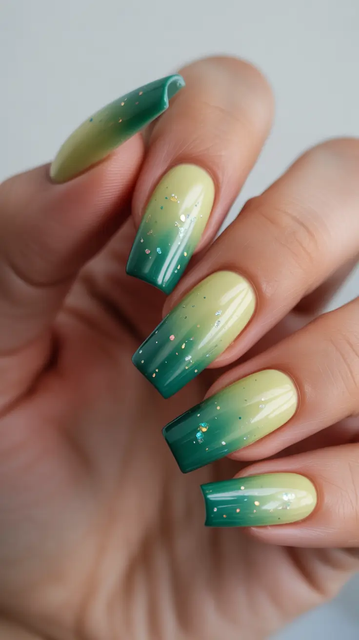 Modern Christmas Nail Colors Shades 2025 Frosted Pine Ombre