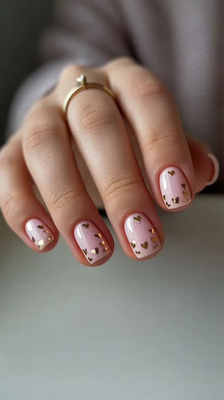Modern Christmas Nails 2025 Golden Heart Minimalism