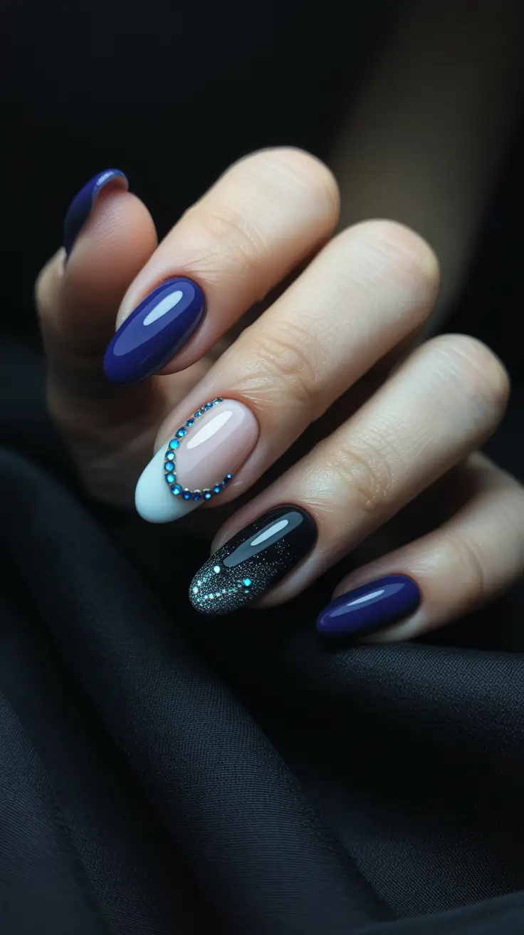 Modern Christmas Nails 2025 Cosmic Midnight Magic