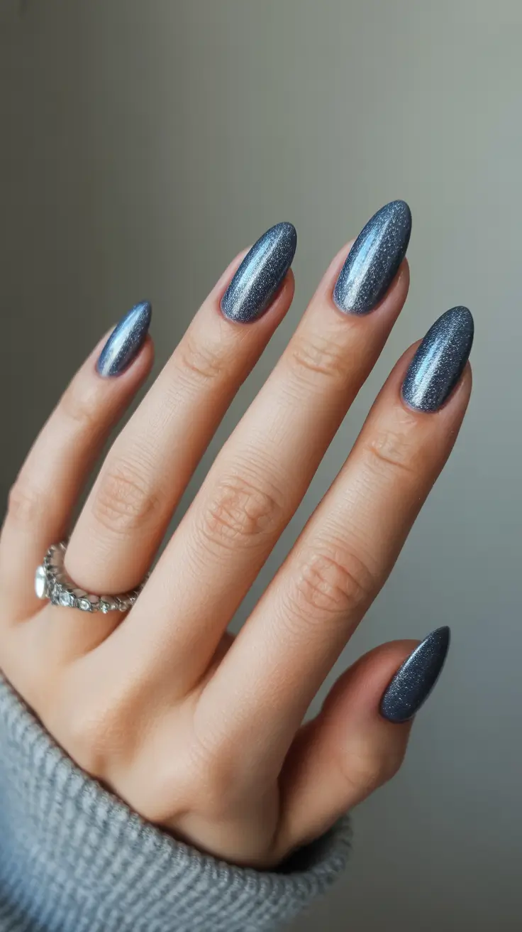 Modern Christmas Nails 2025 Midnight Chrome Magic