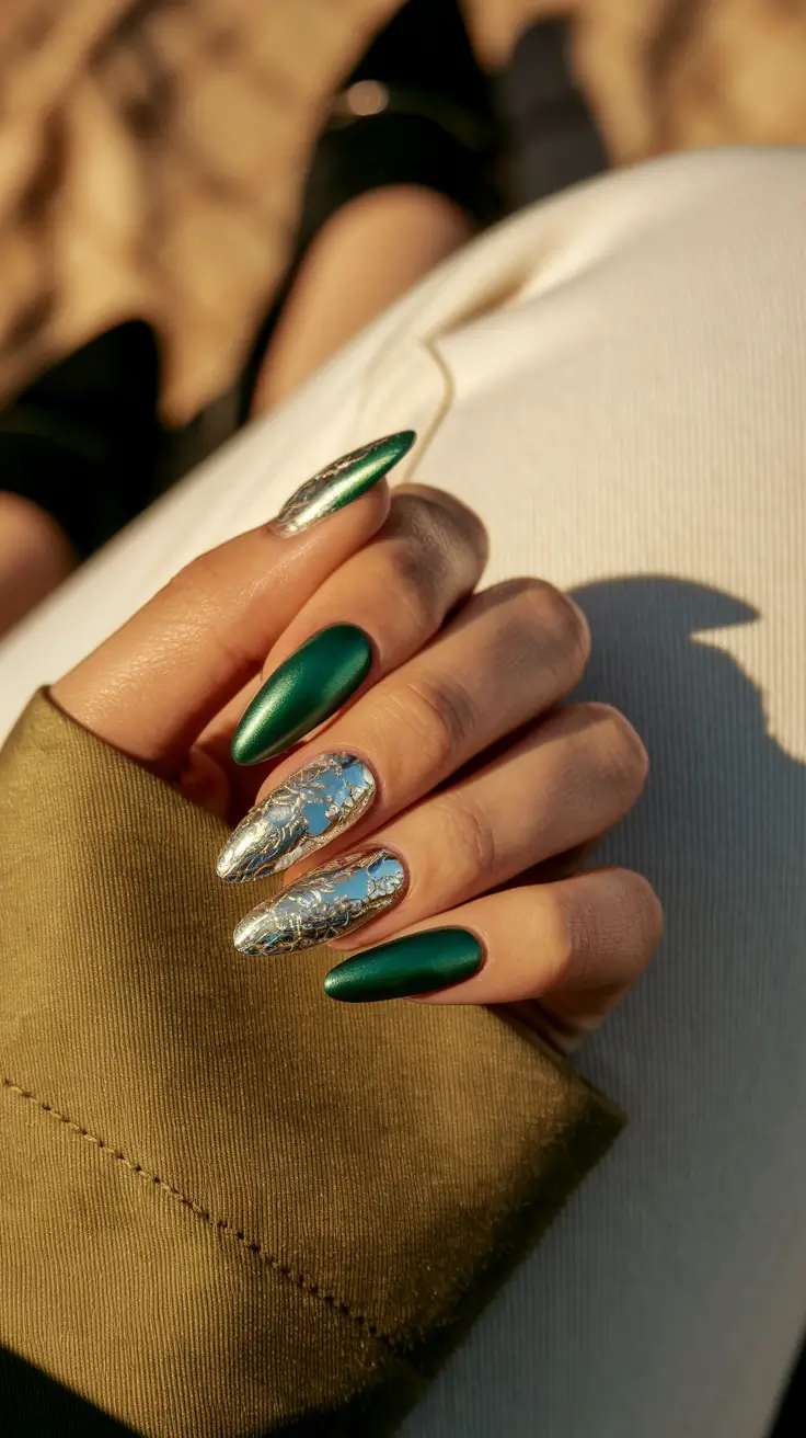 Nail Colors for Winter 2025-2026 Emerald Meets Chrome