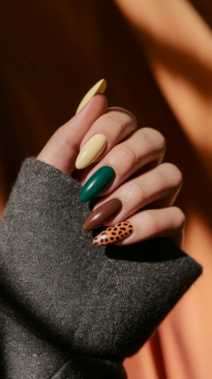 Nail Colors for Winter 2025-2026 Earthy Leopard Mix