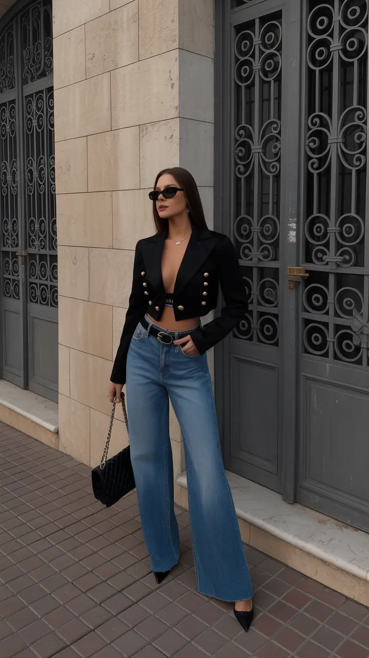 old money outfits for women 2026 Black Gold and Denim