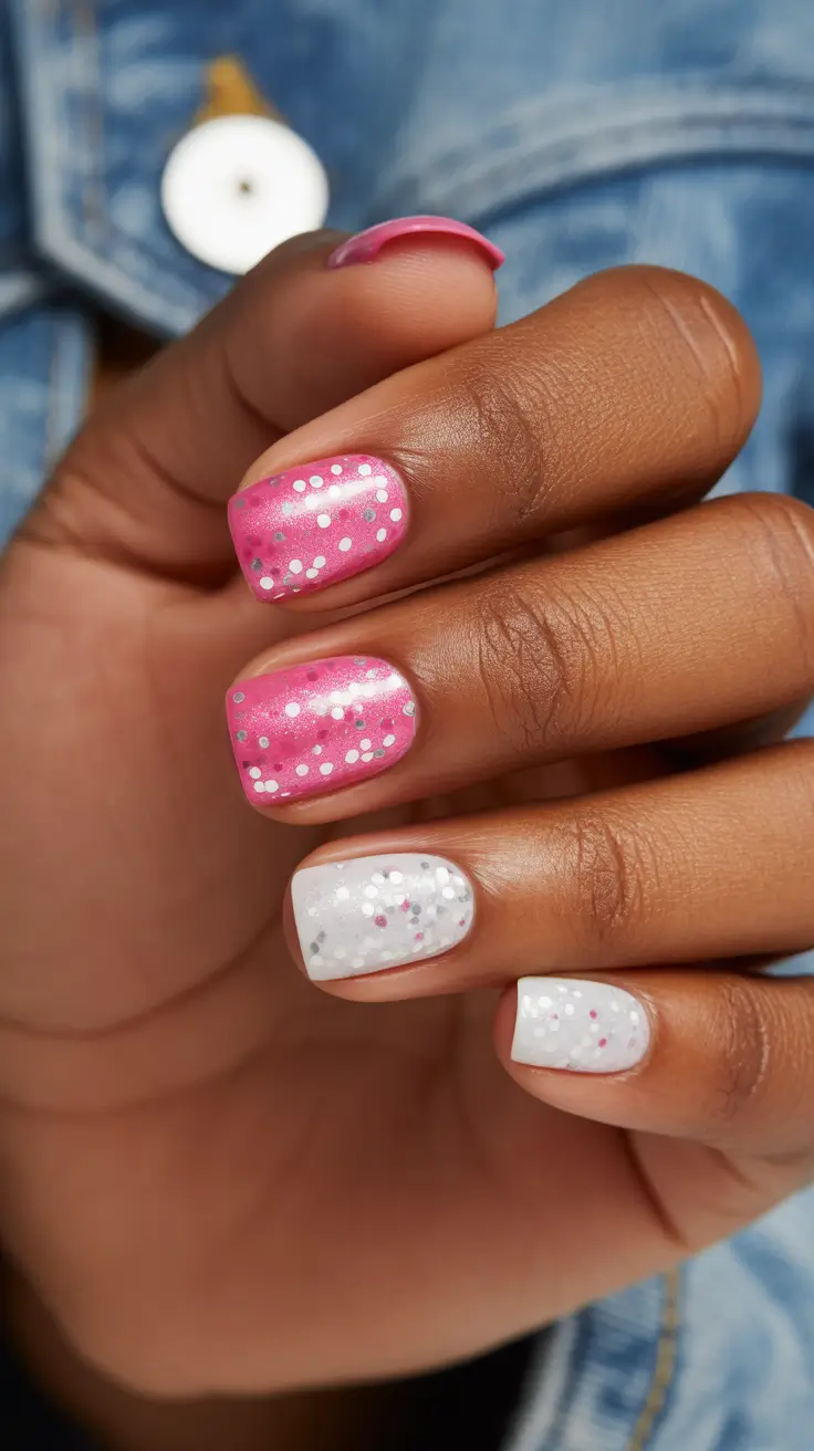 Pink Nail Trends Winter 2025-2026 Frosty Confetti Charm