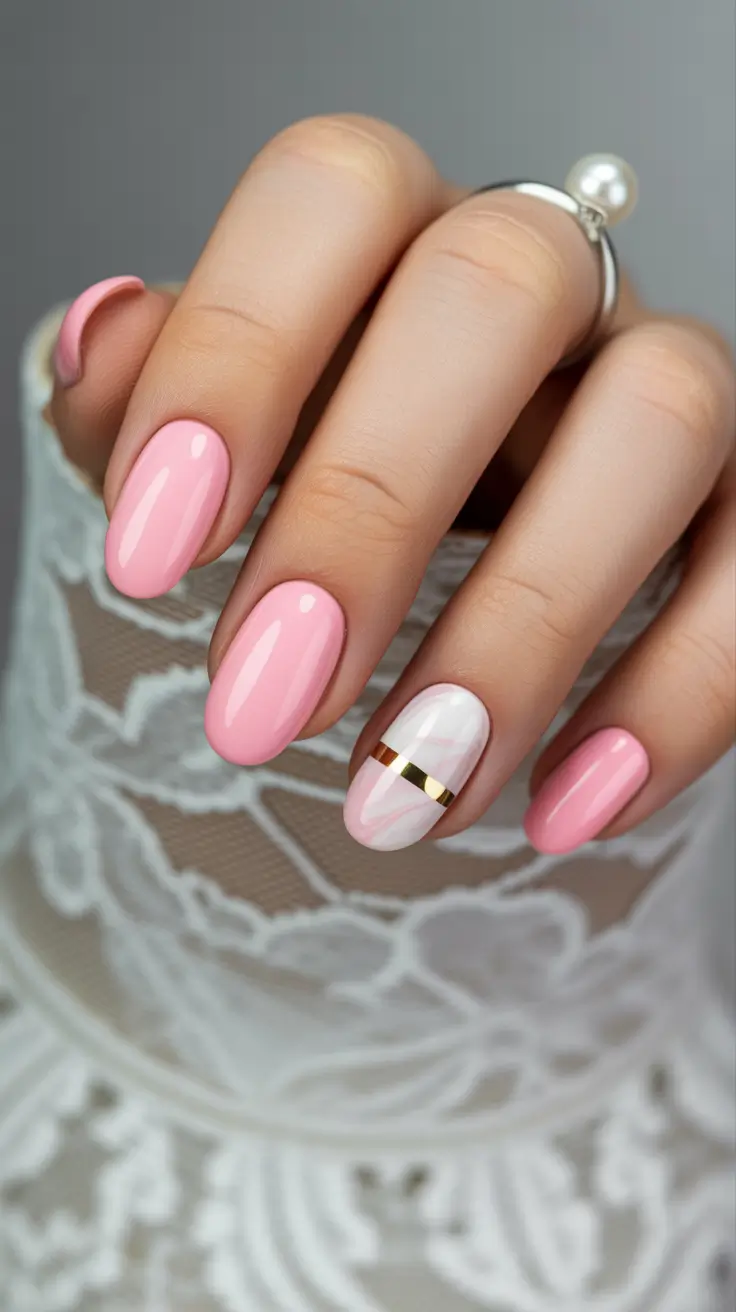 Pink Nail Trends Winter 2025-2026 Pastel Elegance With Gold Detail