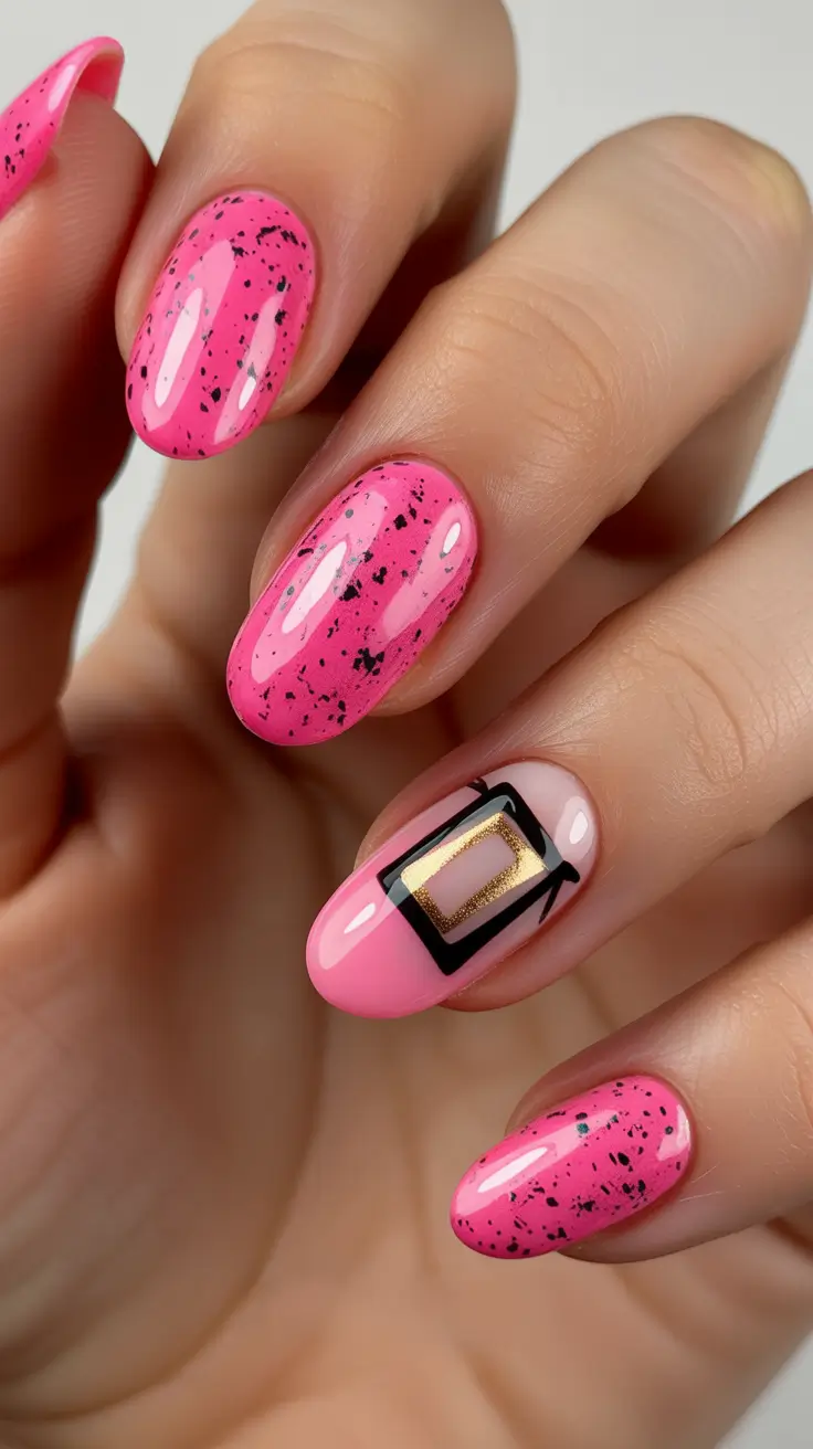 Pink Nail Trends Winter 2025-2026 Pink Noir Geometry