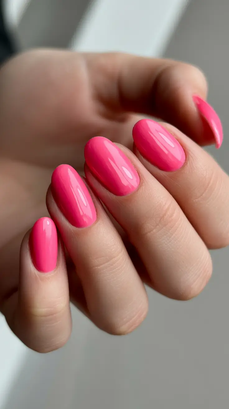 Pink Nail Trends Winter 2025-2026 Classic Hot Pink Revival