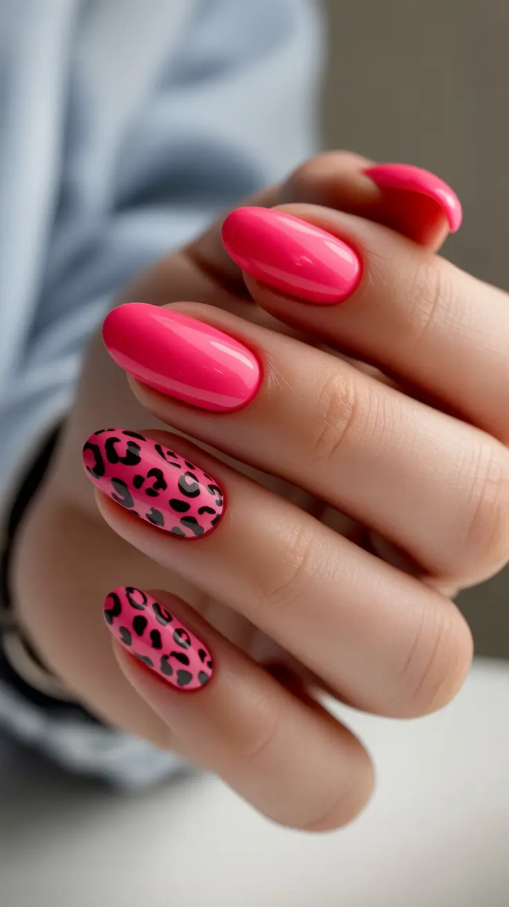 Pink Nail Trends Winter 2025-2026 Wild Pink Leopard Moment