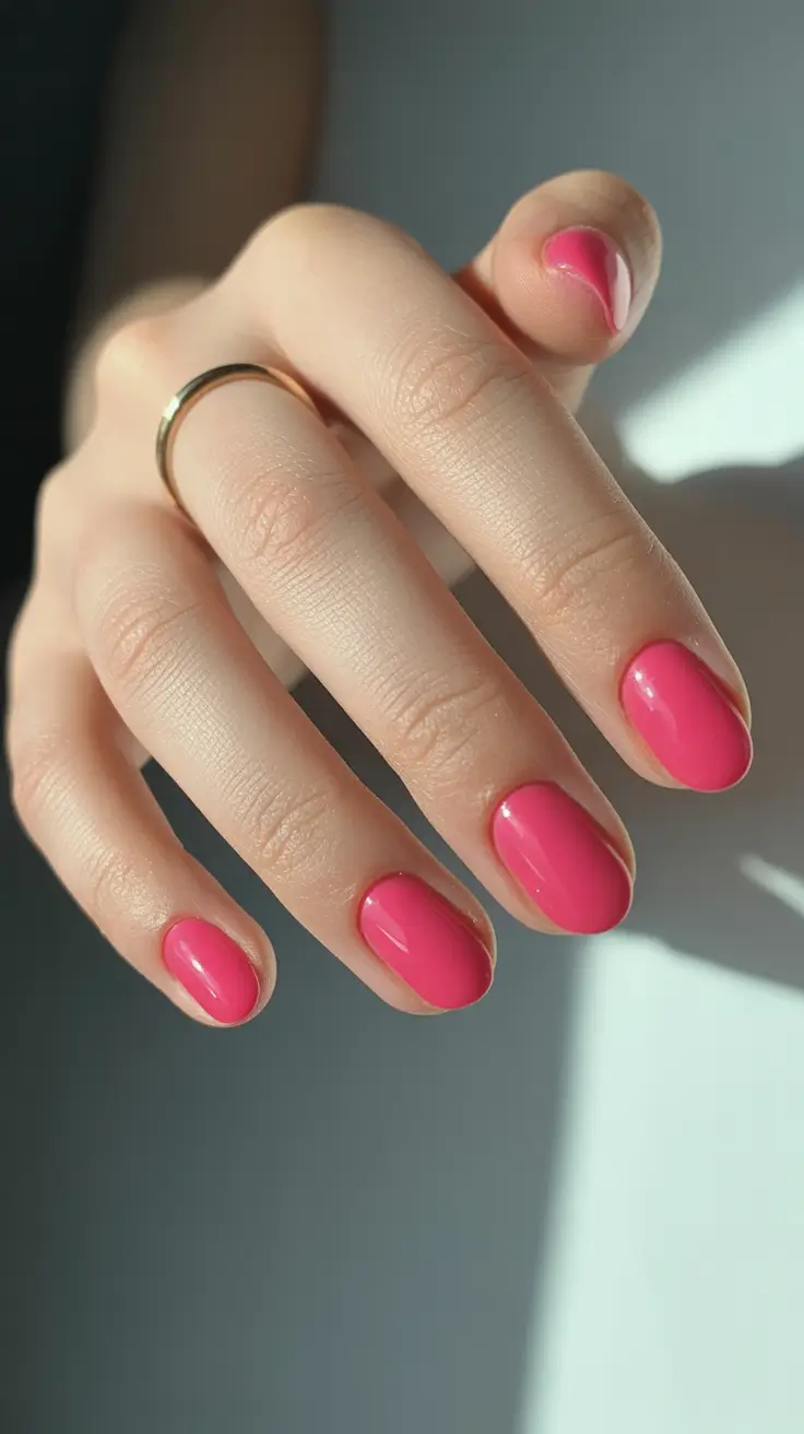 Pink Nail Trends Winter 2025-2026 Short Candy Pink Classic
