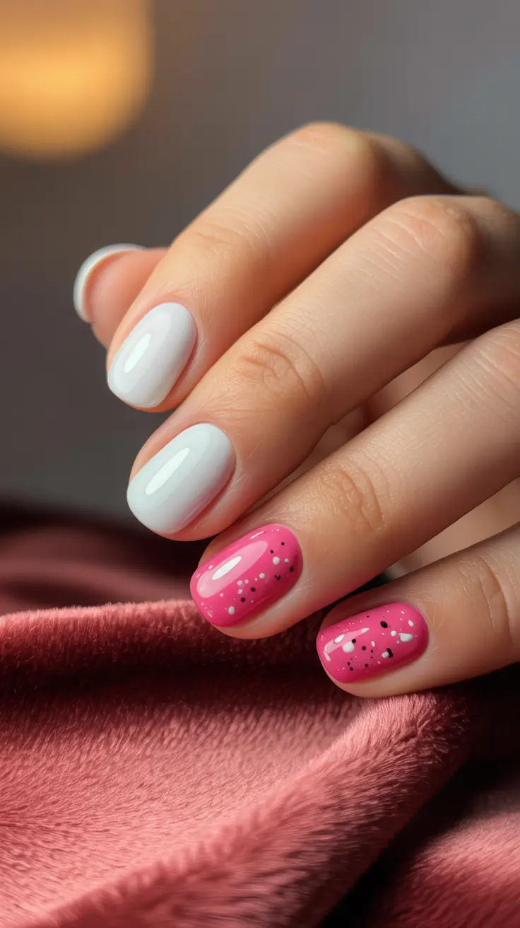 Pink Nail Trends Winter 2025-2026 Winter Candy Contrast