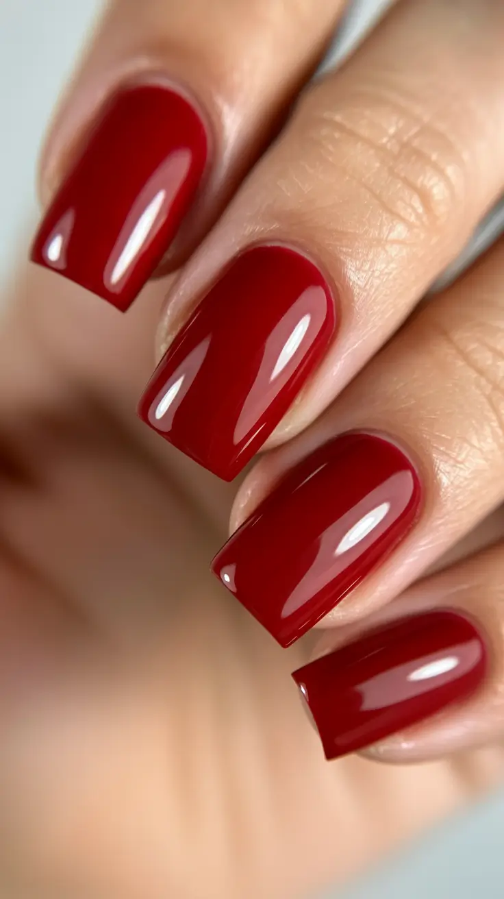 Red Nail Trends for Christmas 2025 Classic Crimson Gloss