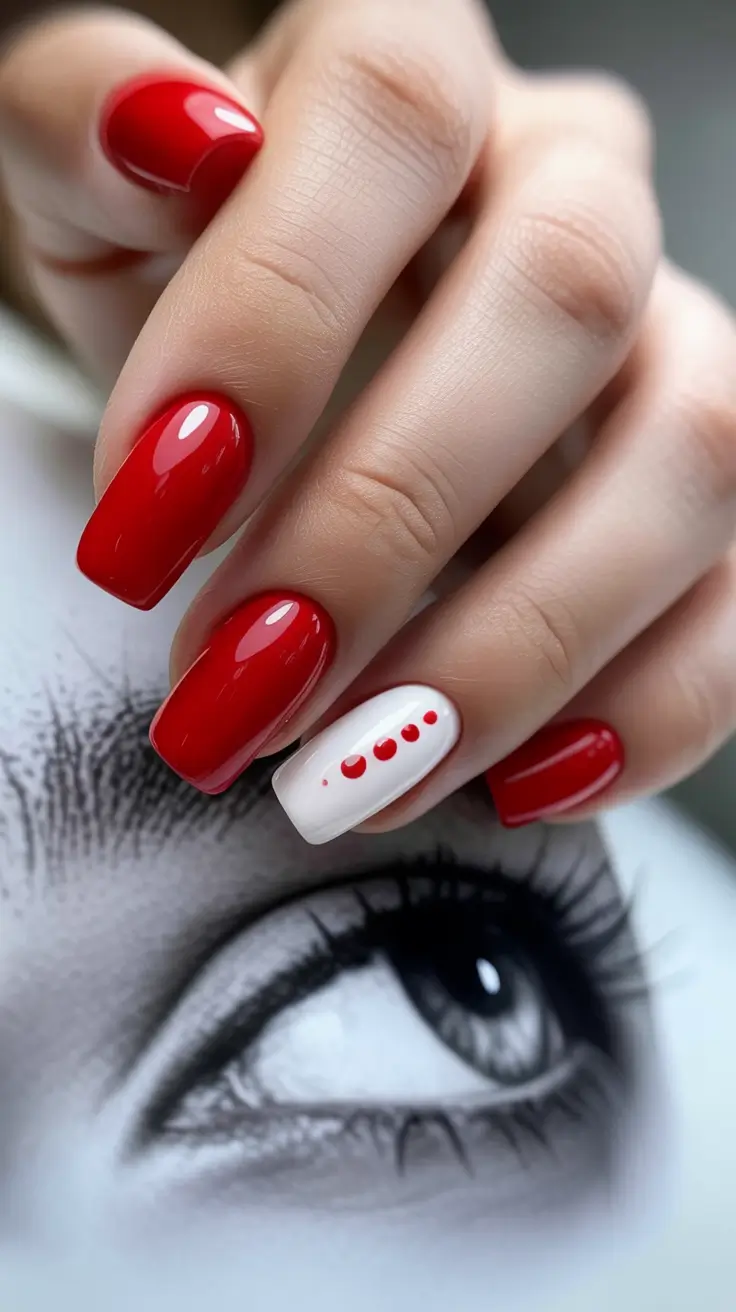 Red Nail Trends for Christmas 2025 Polka Dot Holiday Pop