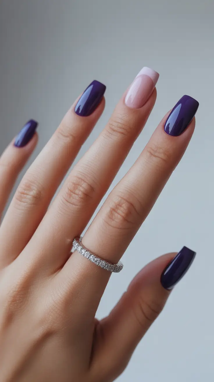 Short Gel Nails - Winter Color and Design 2025 / 2026 Violet Edge Sophistication